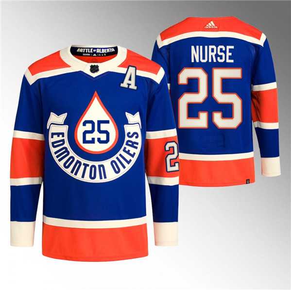 Men's Edmonton Oilers #25 Darnell Nurse 2023 Royal Heritage Classic Primegreen Stitched Jersey Dzhi